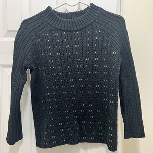 Banana Republic Beaded Pullover Sweater Women Cotton Cashmere Small Black